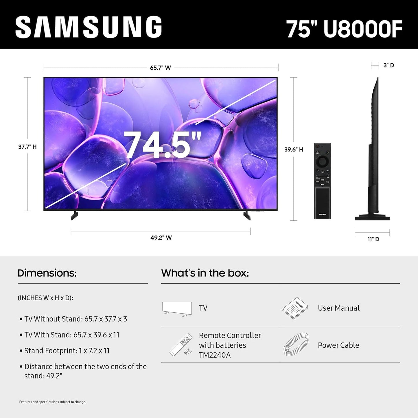 Samsung 75" U7900F Crystal UHD 4K Smart TV