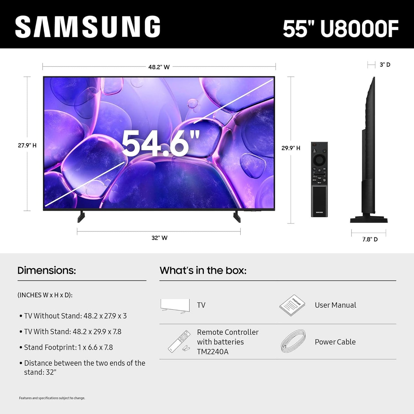 Samsung 55" U8000FD Crystal UHD 4K Smart TV