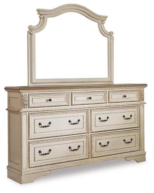 Realyn Sleigh Bed With Mirrored Dresser And 2 Nightstands