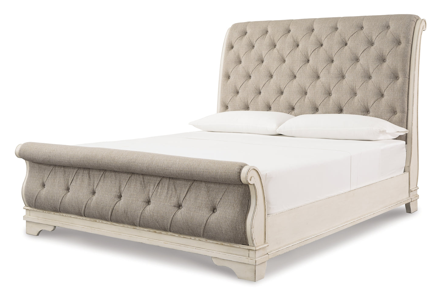 Realyn Sleigh Bed With Mirrored Dresser And 2 Nightstands