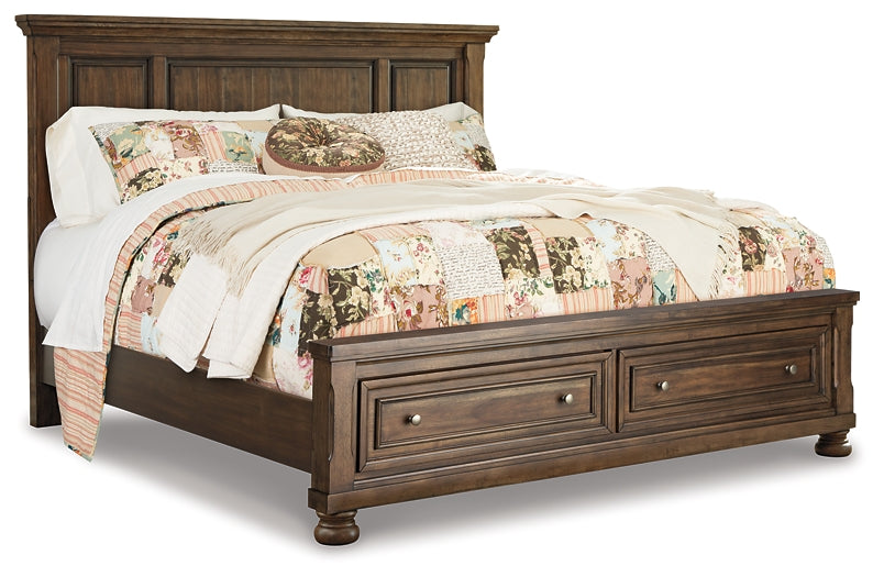 Flynnter Panel Bed With 2 Storage Drawers With Mirrored Dresser And 2 Nightstands