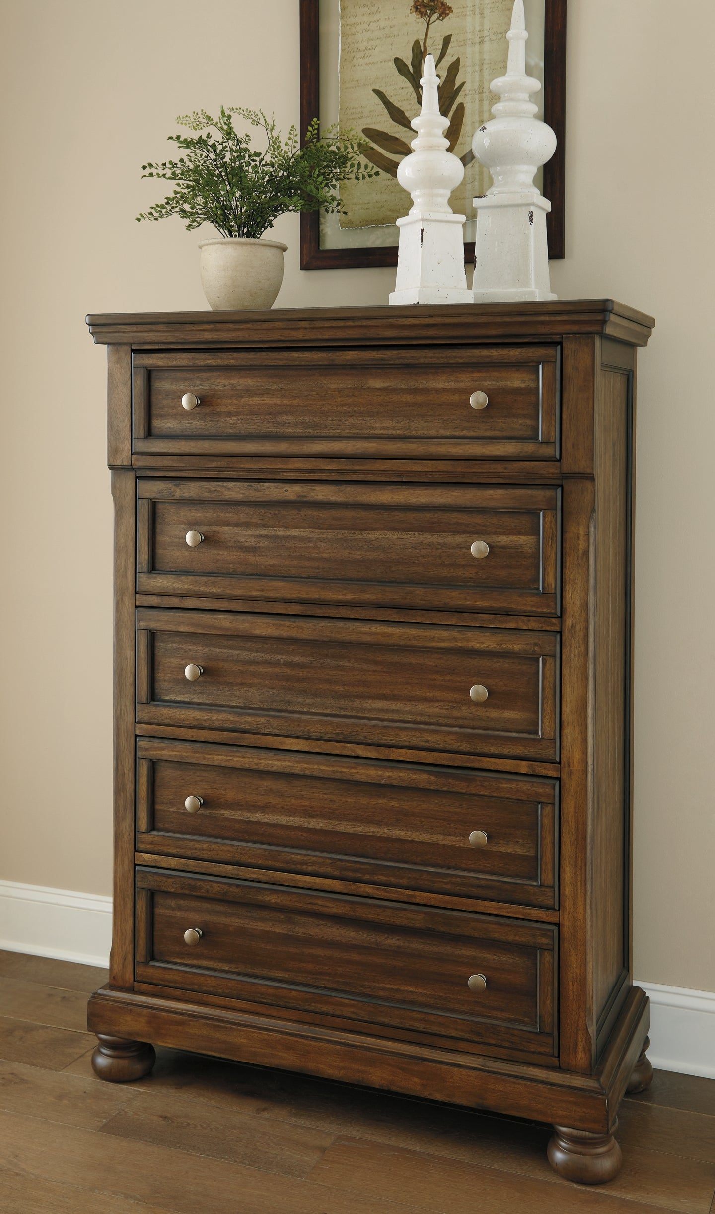 Flynnter Panel Bed With 2 Storage Drawers With Mirrored Dresser, Chest And 2 Nightstands