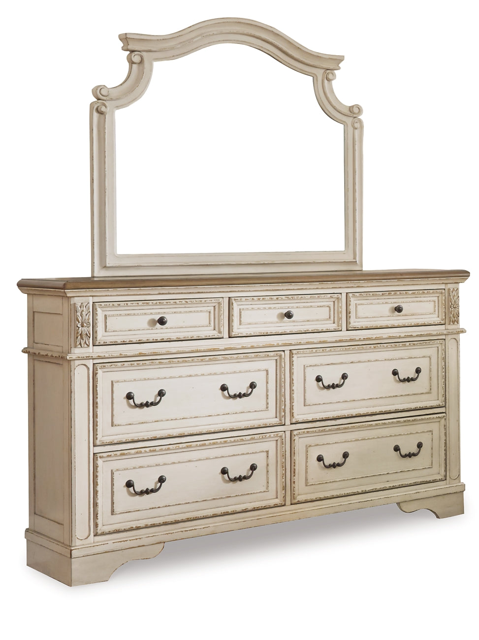 Realyn Sleigh Bed With Mirrored Dresser And 2 Nightstands