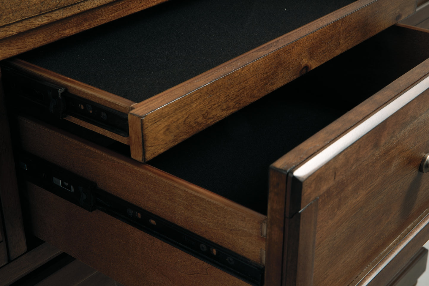 Flynnter Sleigh Bed With 2 Storage Drawers With Mirrored Dresser, Chest And Nightstand