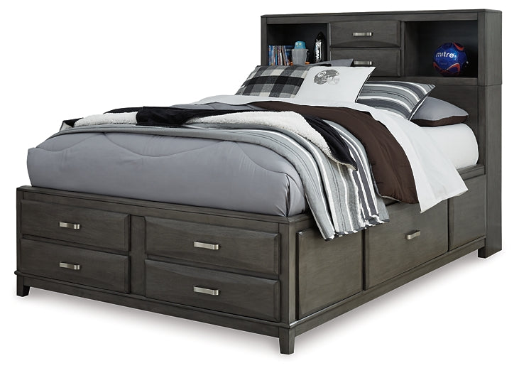 Caitbrook Storage Bed With 8 Storage Drawers With Mirrored Dresser, Chest And Nightstand