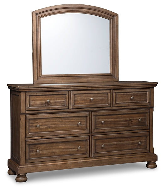 Flynnter Panel Bed With 2 Storage Drawers With Mirrored Dresser And 2 Nightstands