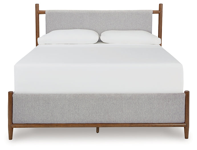 Lyncott Queen Upholstered Bed with Mirrored Dresser, Chest and Nightstand
