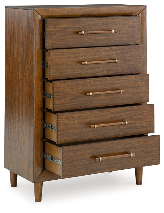 Lyncott King Upholstered Bed with Mirrored Dresser, Chest and Nightstand