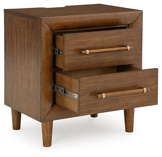 Lyncott King Upholstered Bed with Mirrored Dresser, Chest and Nightstand
