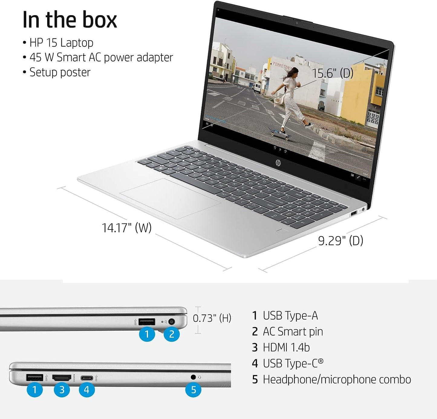 HP 15.6" FHD Laptop, Intel Core i3 Processor, 8GB Memory, 256GB SSD
