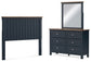 Landocken Full Panel Headboard with Mirrored Dresser