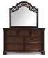 Lavinton California King Poster Bed with Mirrored Dresser, Chest and Nightstand