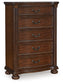 Lavinton California King Poster Bed with Mirrored Dresser and Chest