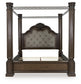 Maylee King Canopy Bed with Mirrored Dresser and Nightstand