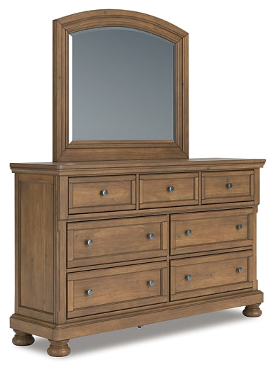 Feddinger King Panel Bed with Mirrored Dresser and Chest