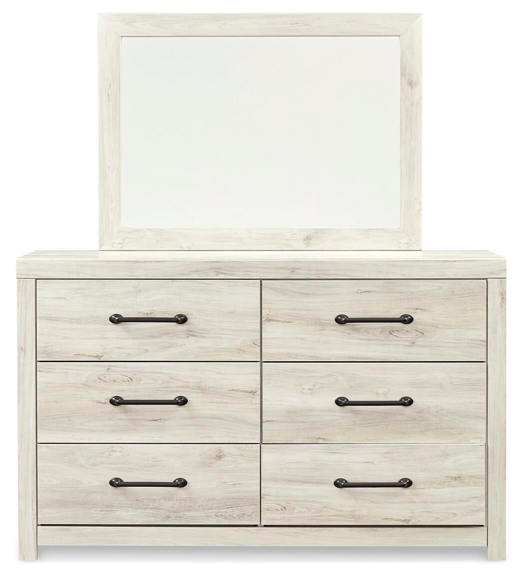 Cambeck Full Panel Bed with 2 Storage Drawers with Mirrored Dresser