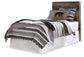 Derekson Twin Panel Headboard Bed with Mirrored Dresser, Chest and Nightstand