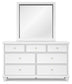 Fortman Queen Panel Bed with Mirrored Dresser and Nightstand