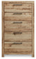 Hyanna Twin Panel Bed with 2 Side Storage, Dresser, Mirror, Chest and Nightstand