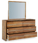 Dressonni California King Panel Bed with Mirrored Dresser