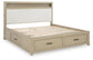 Calmoro Queen Bookcase Bed with Mirrored Dresser