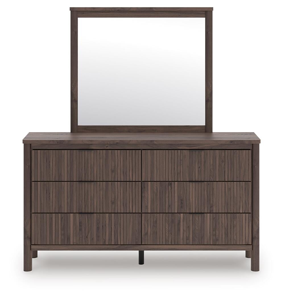 Pamytta Twin Upholstered Panel Platform Bed, Dresser, Mirror, Chest and Nightstand
