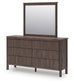 Pamytta King Upholstered Panel Platform Bed, Dresser, Mirror and Nightstand