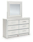 Zuraleus Queen Upholstered Panel Platform Bed, Dresser, Mirror, Chest and Nightstand