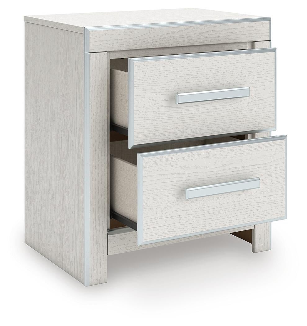 Zuraleus King Upholstered Panel Platform Storage Bed, Dresser, Mirror and Nightstand