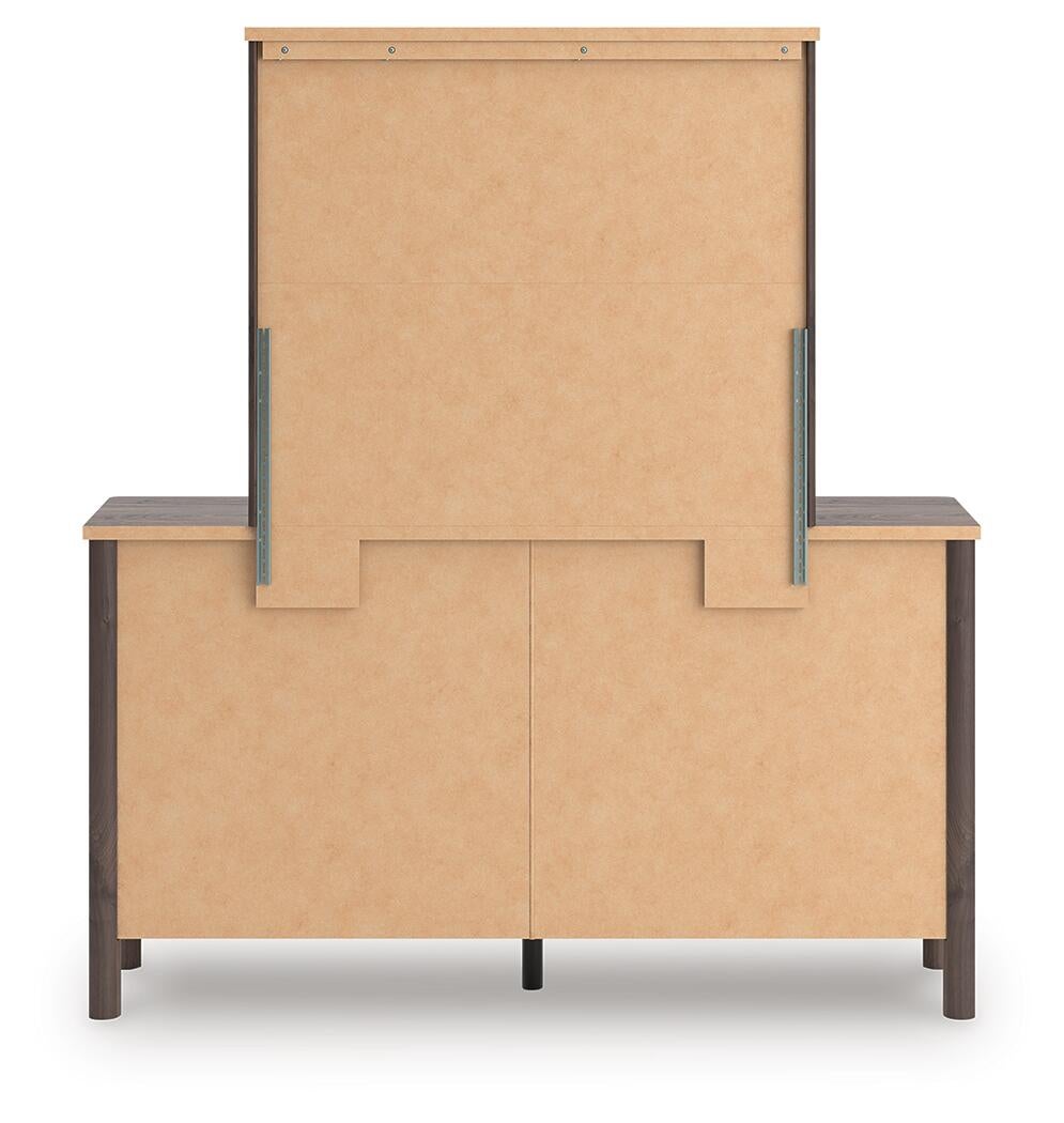 Pamytta Queen Upholstered Panel Platform Bed, Dresser, Mirror and Nightstand