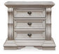 Bruchandi King Upholstered Panel Bed with Mirrored Dresser and Nightstand