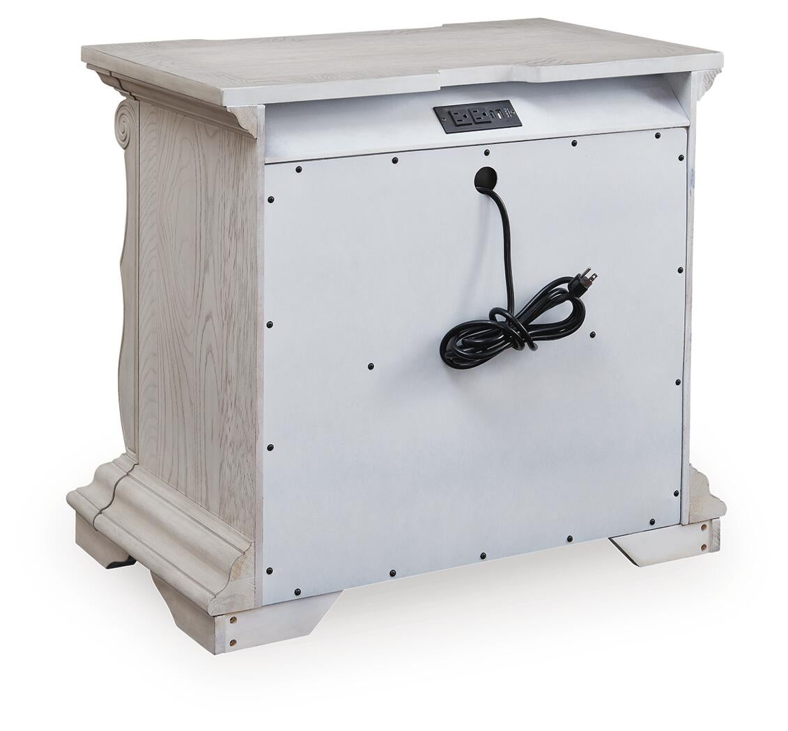 Bruchandi King Upholstered Panel Bed with Mirrored Dresser and Nightstand