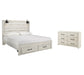 Cambeck King Panel Bed with 2 Storage Drawers with Dresser