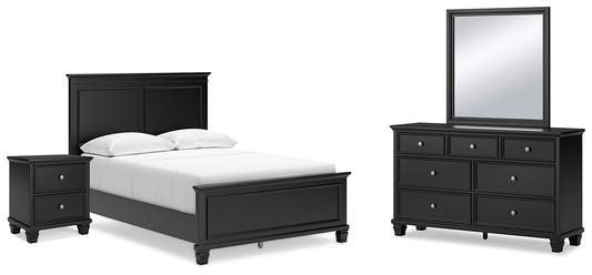 Lanolee Full Panel Bed with Mirrored Dresser and Nightstand